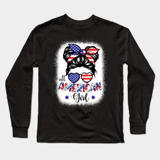 All American Girls 4th Of July Bleached Shirts Daughter USA Long Sleeve T-Shirt